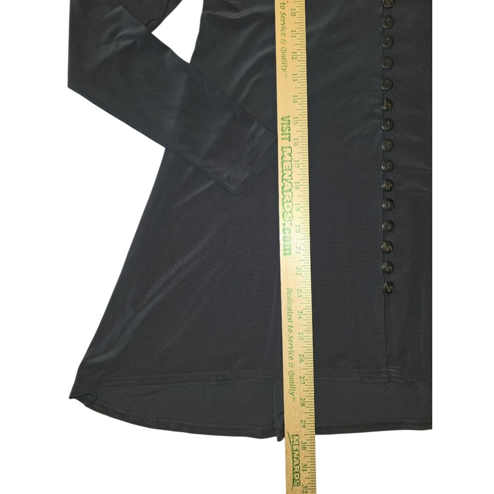 Sympli Tunic Top Womens 8 Black Button Front Stretch Long Sleeve Minimalist - Picture 3 of 9